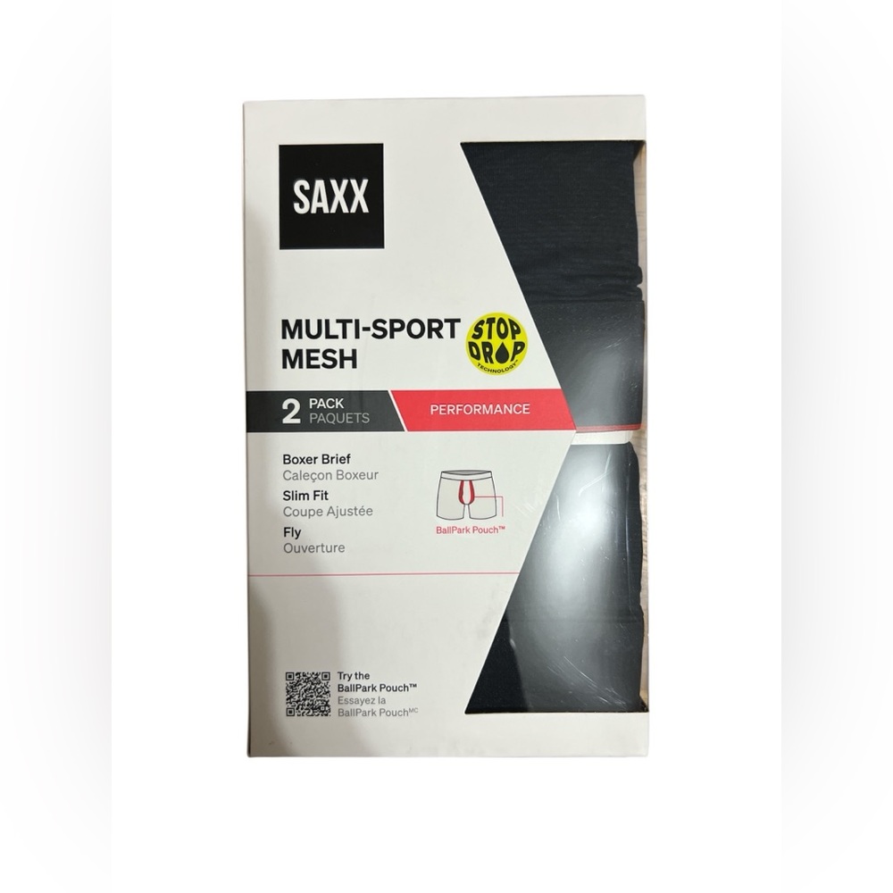 SAXX Size S Multi-Sport Mesh Boxer Brief 2pk Slim Fit Fly NIB